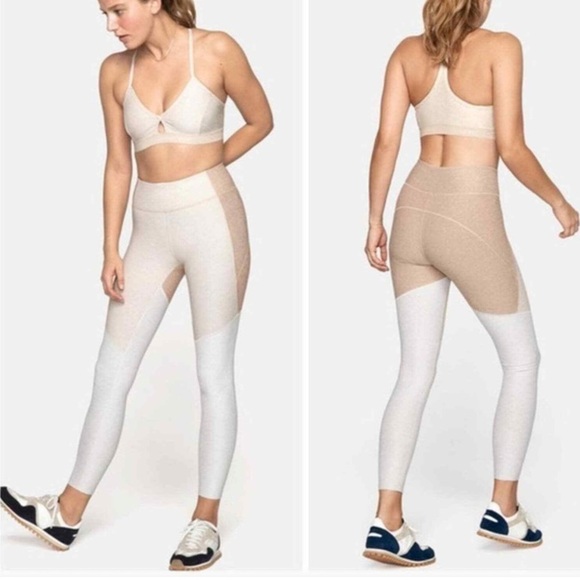 Outdoor Voices oatmeal Tri-tone 7/8 high rise leggings tan gray small - Picture 1 of 10